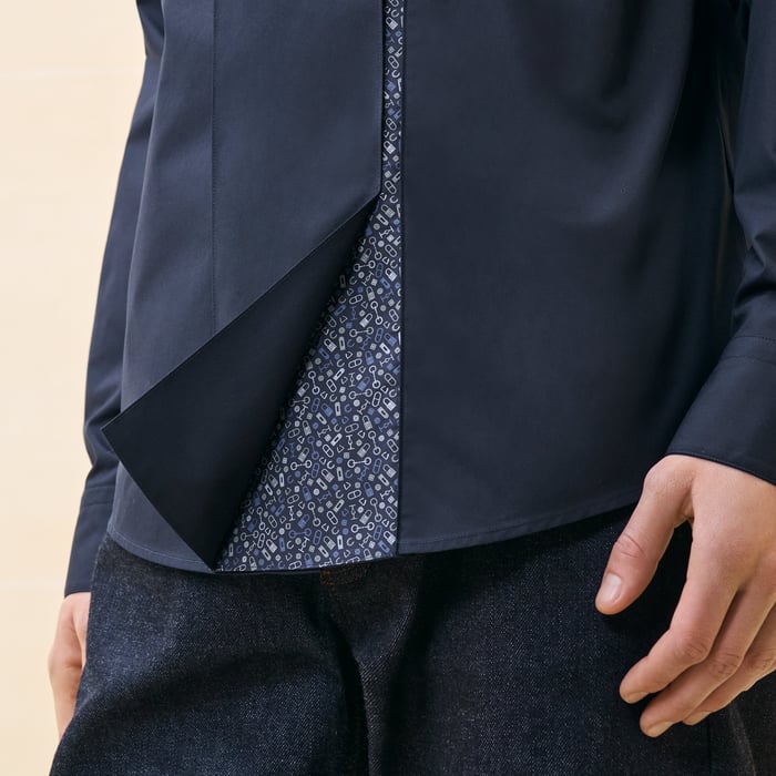 Marine "Contraste Imprime" Sporty Fit Shirt