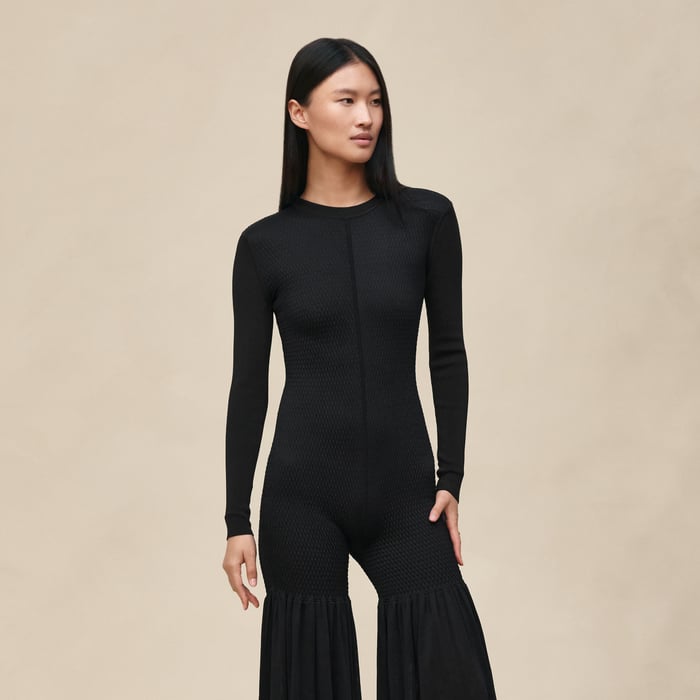 Noir Jumpsuit With Smocks