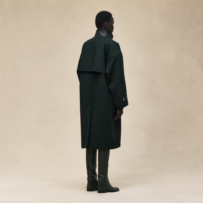 Vert Anglais Long Mixed Leather Coat