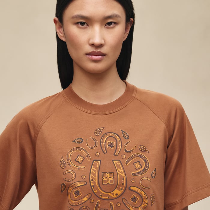 Marron Fauve Maxi Printed T-shirt