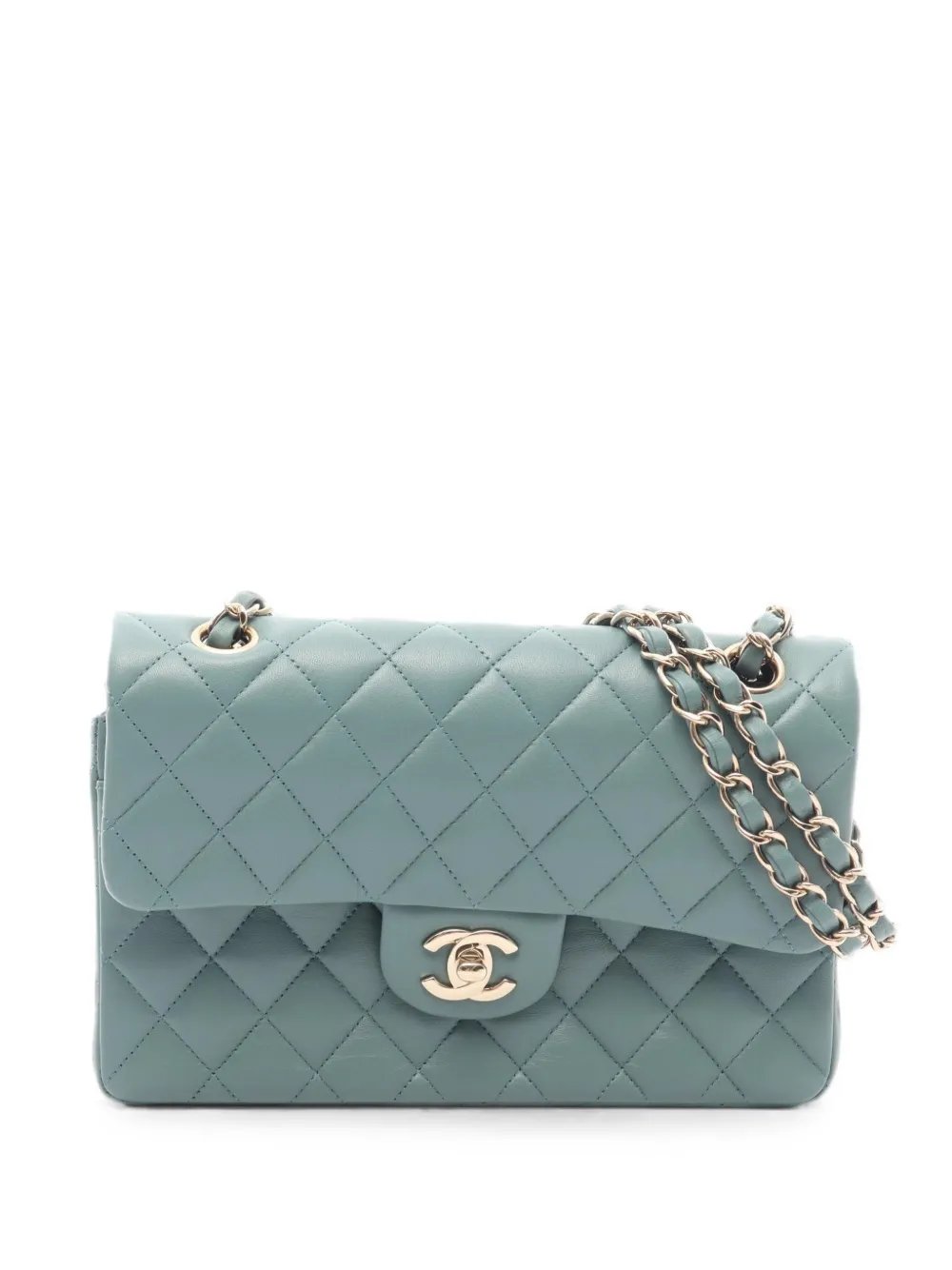  double flap quilted shoulder bag