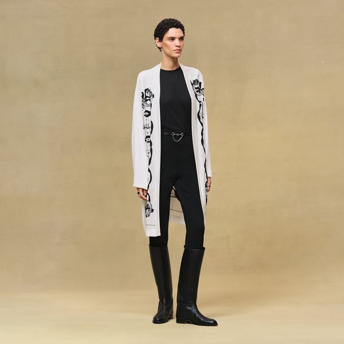 Blanc Nacre "Ferronnerie Remix" Long-sleeve Twillaine Cardigan