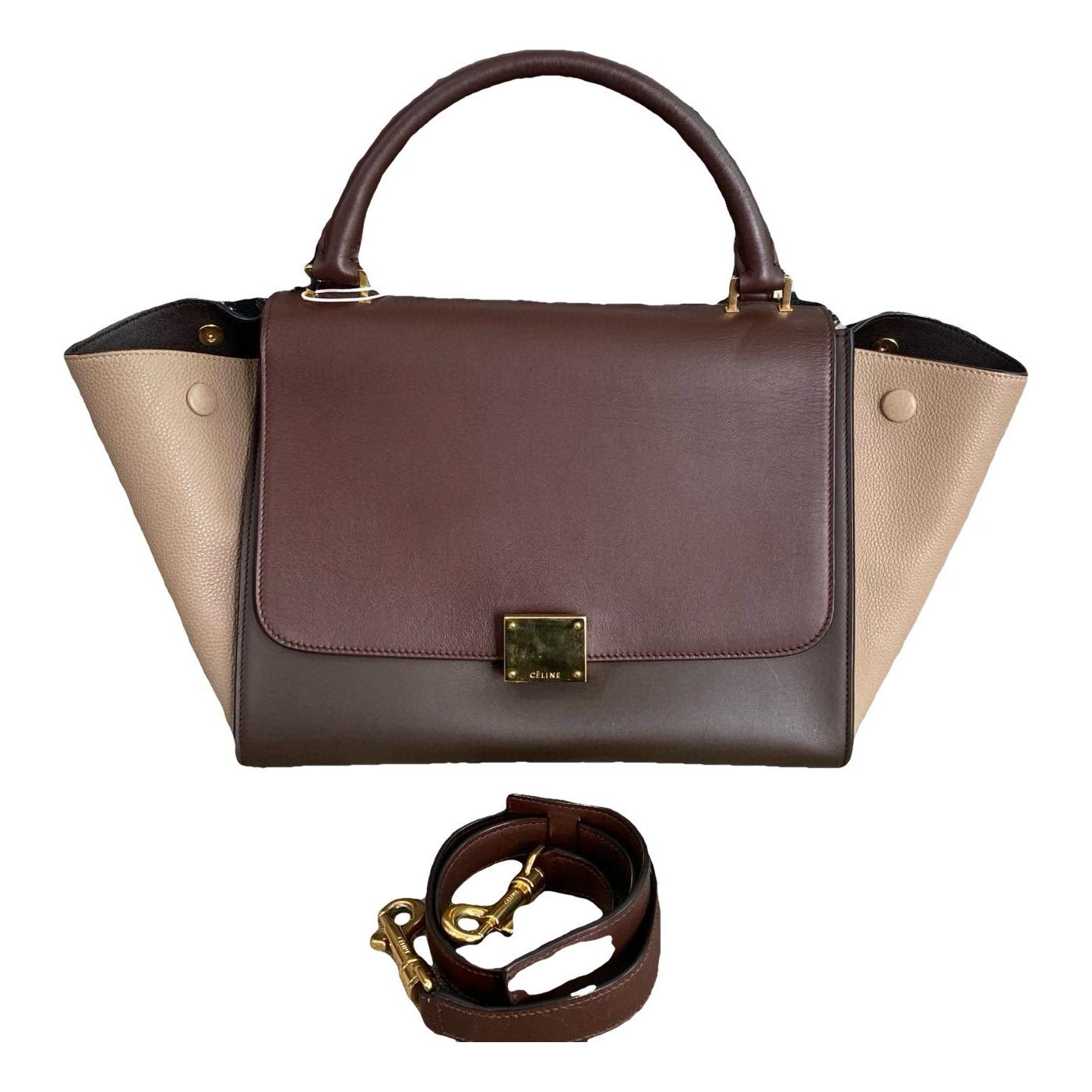 Trapèze leather handbag