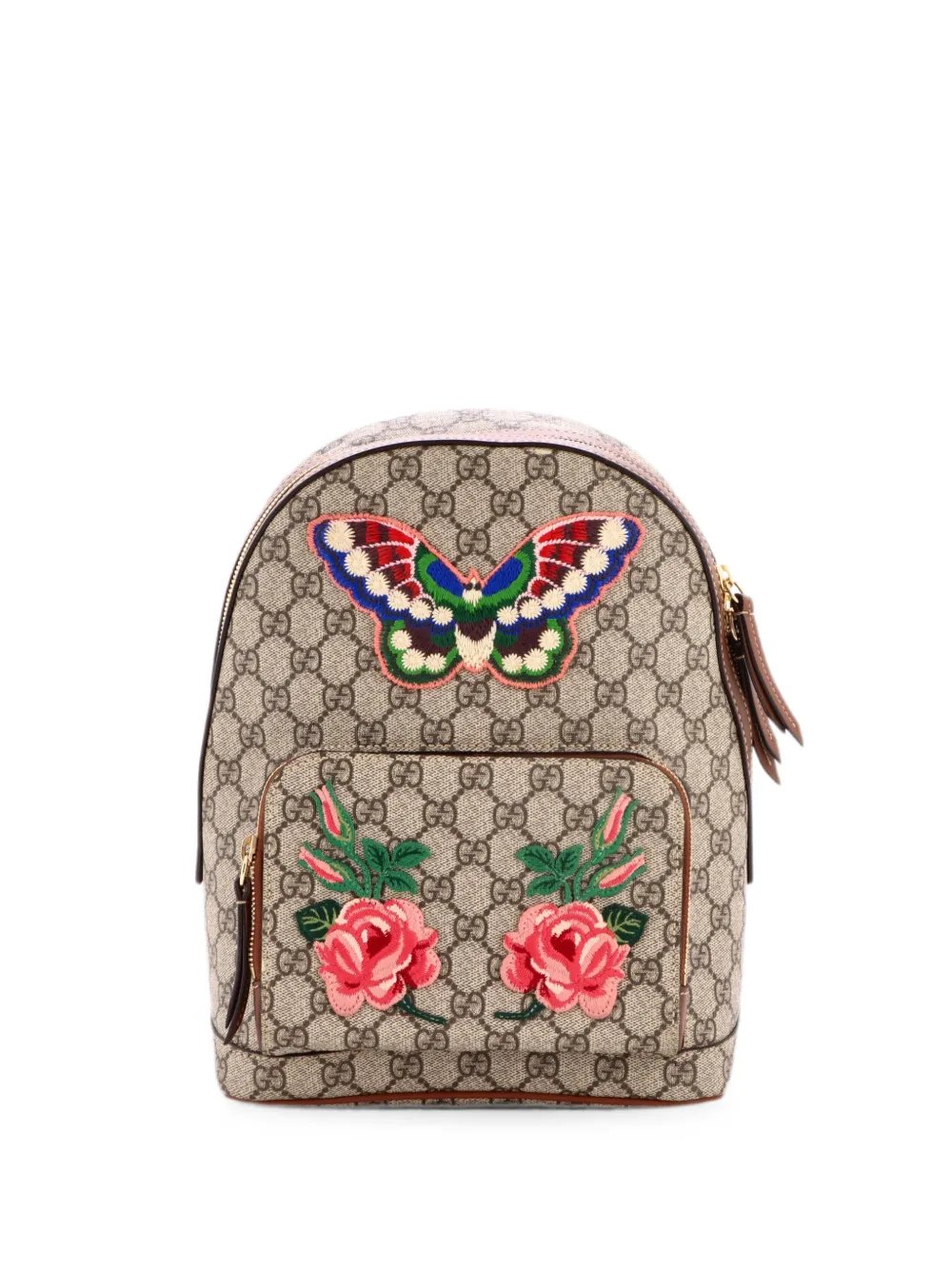 Zip Pocket Embroidered GG Coated Canvas Small backpack