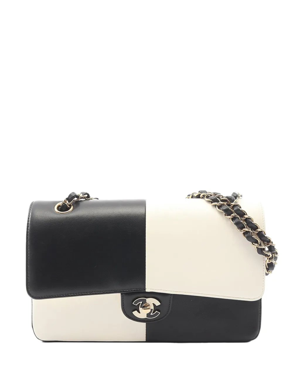 2021-2026 Medium Classic Bicolor Lambskin Geometric Colorblock Double Flap shoulder bag