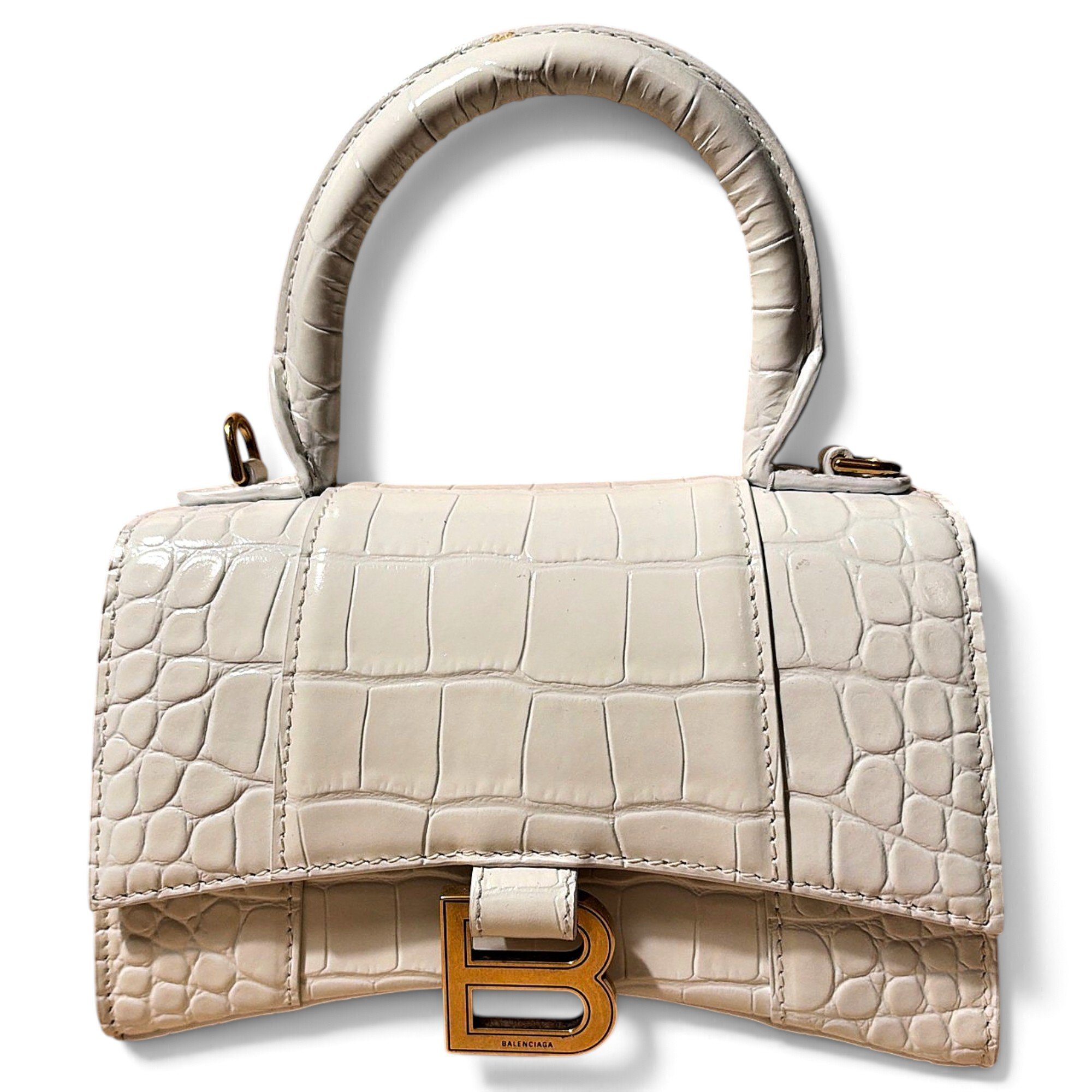 Hourglass leather handbag