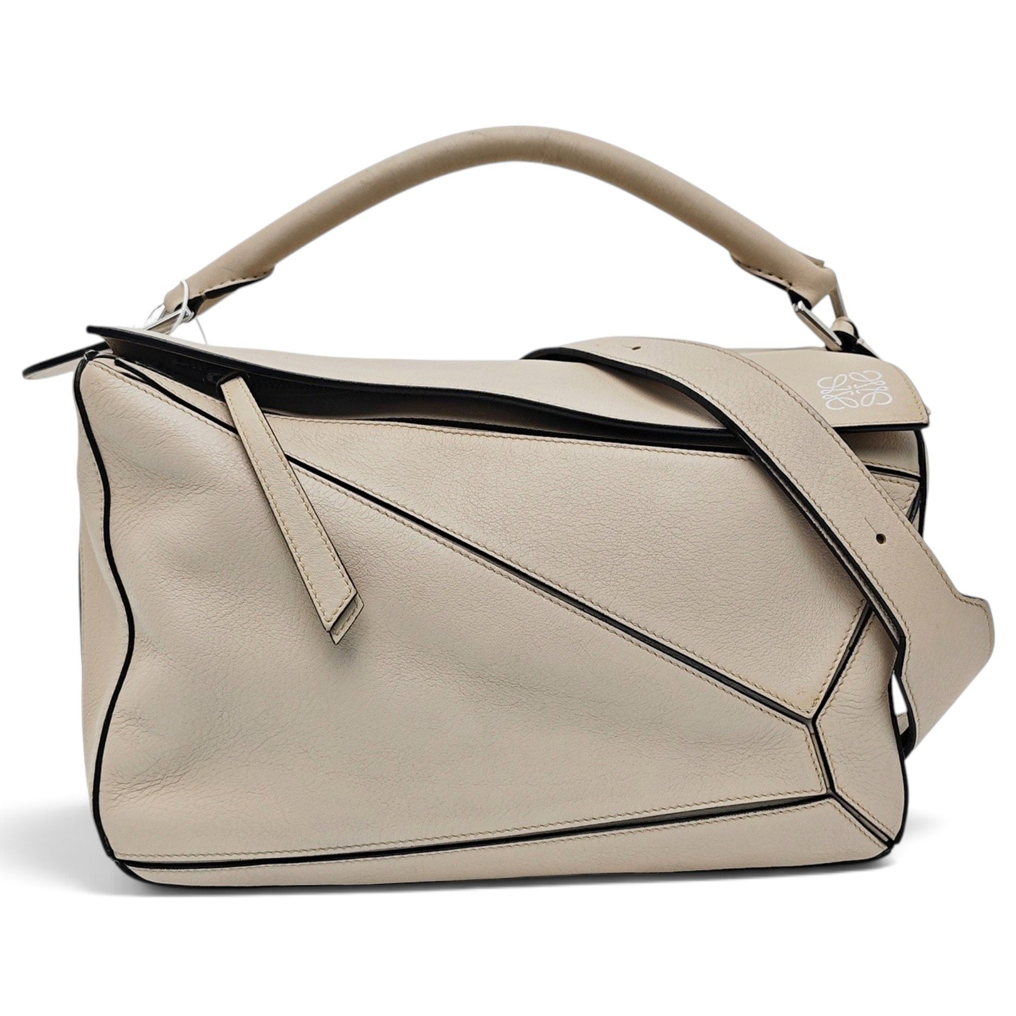 Puzzle leather handbag
