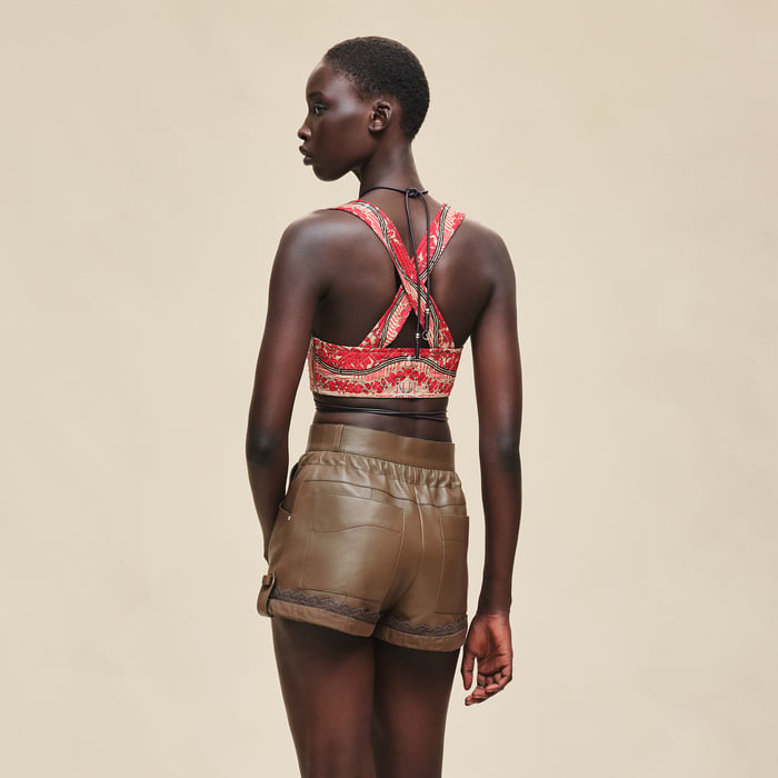 Marron Muschio Fine Shiny Lambskin Shorts