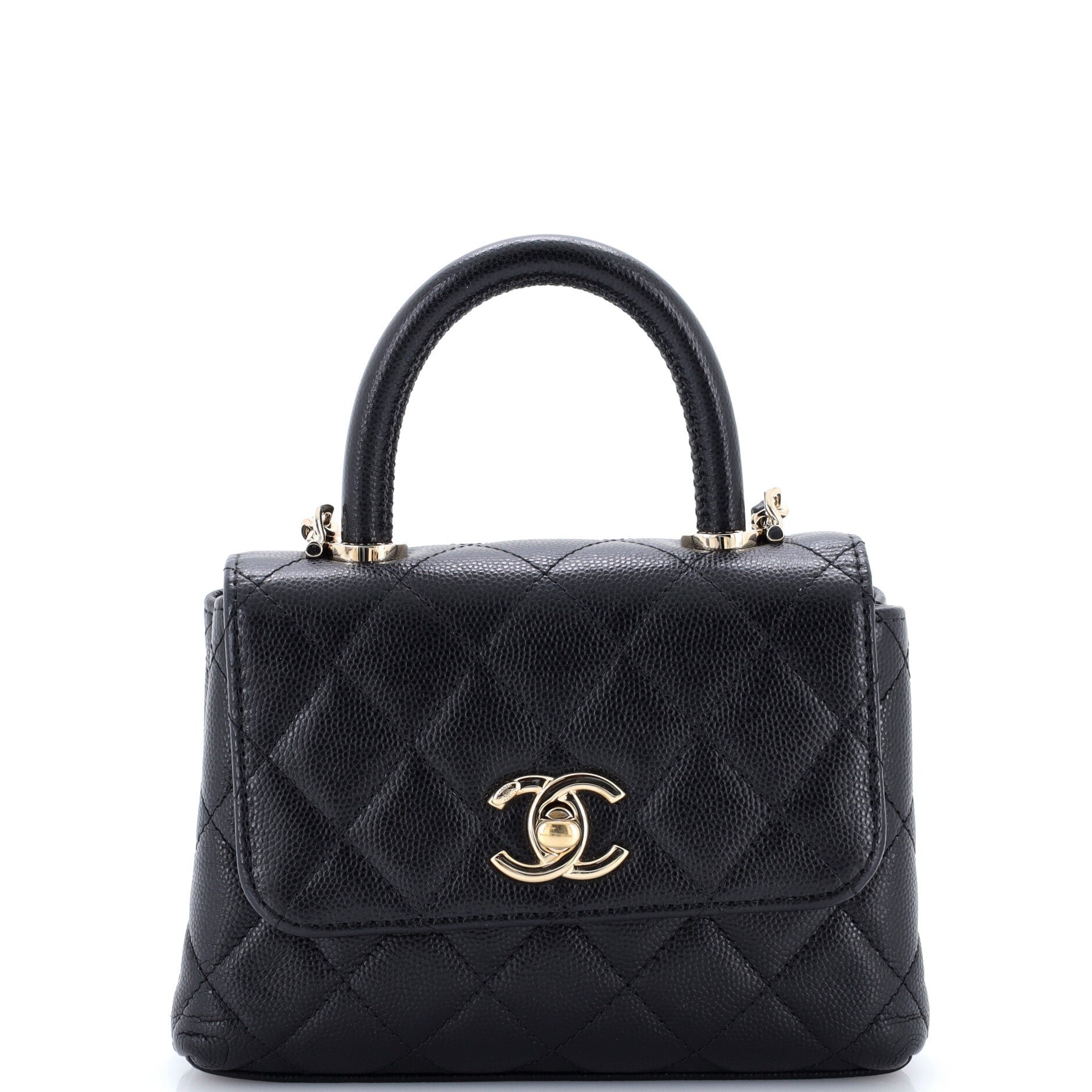 Coco Top Handle Clutch with Chain Quilted Caviar Mini