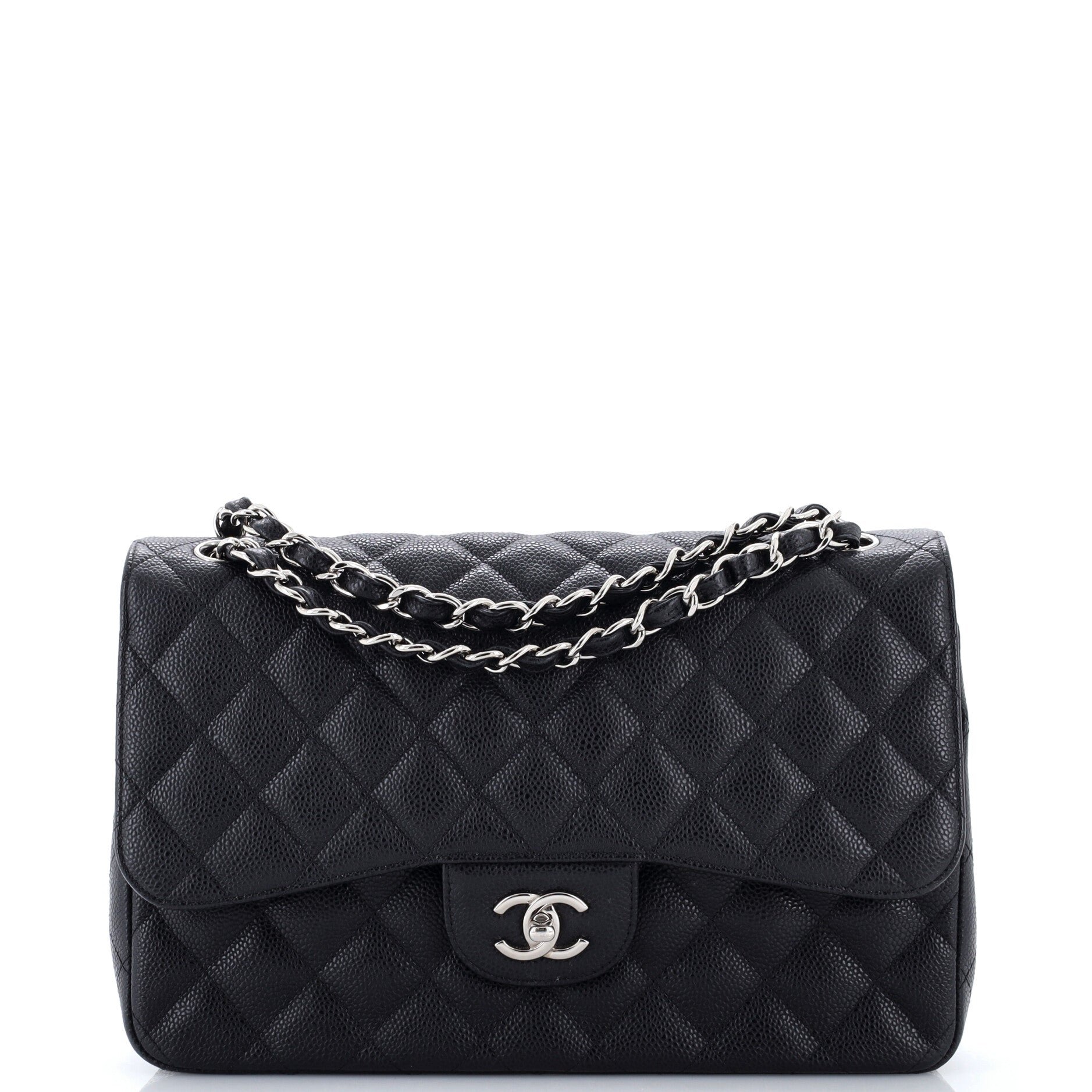 Chanel Classic Double Flap Bag Quilted Caviar Jumbo