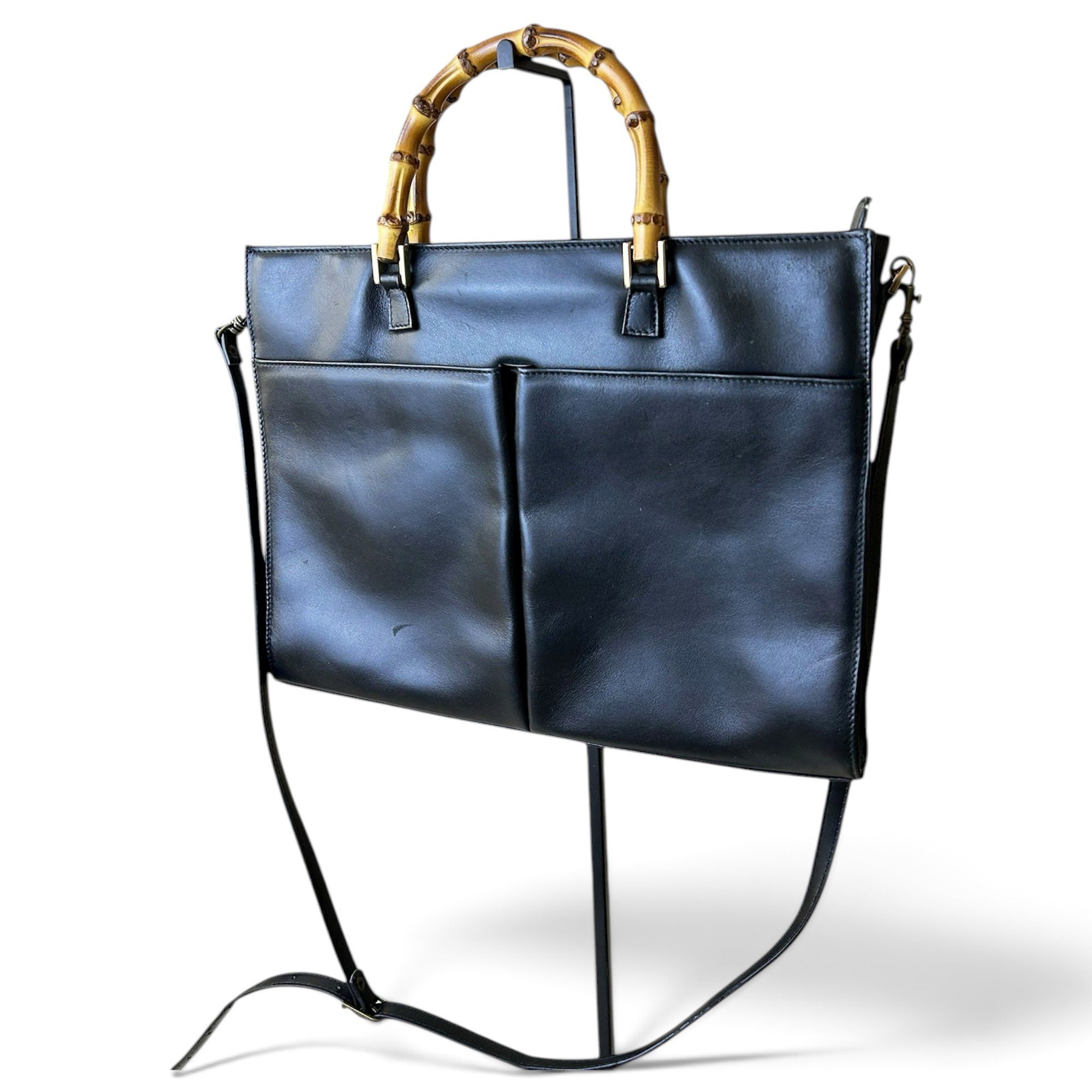 Bamboo Top Handle leather handbag