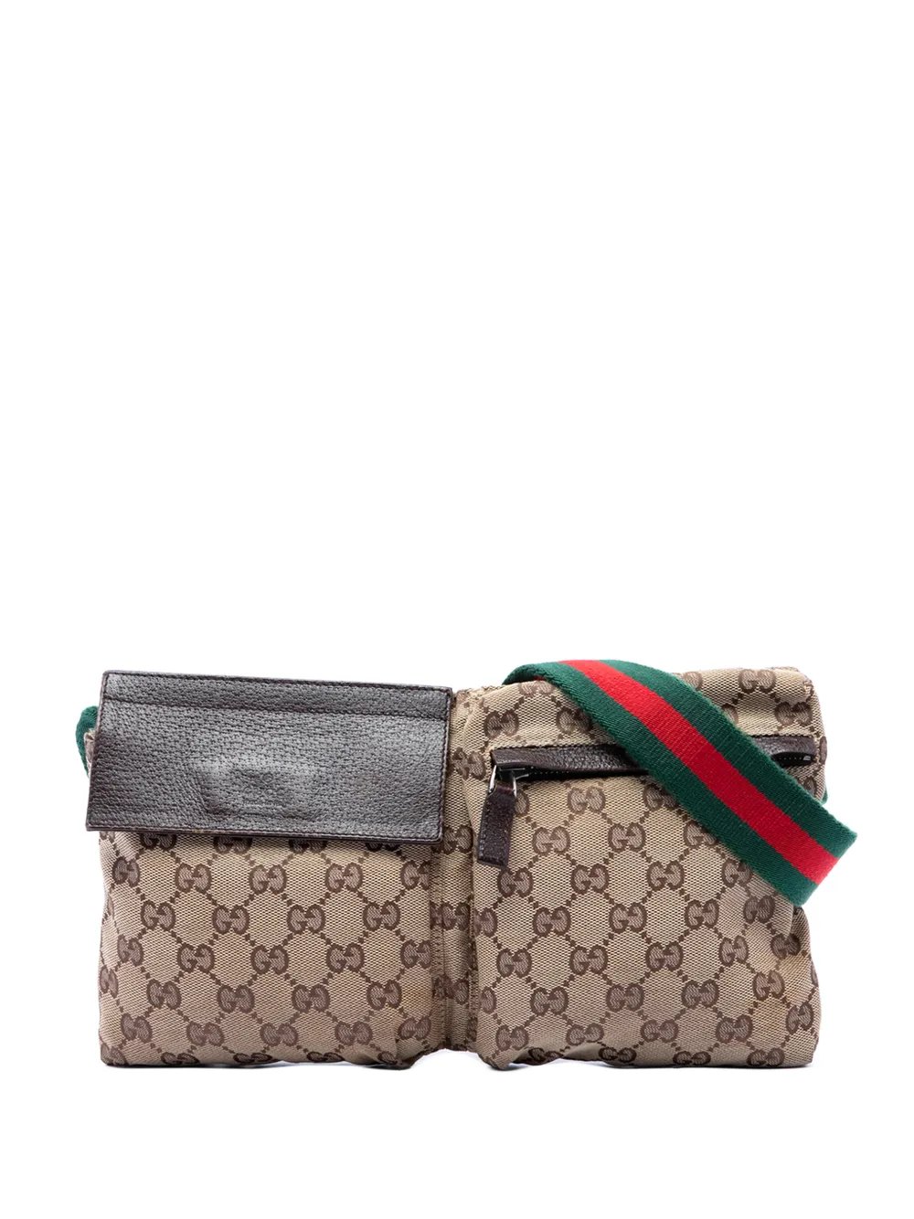 2000-2015 GG Canvas Web Double Pocket belt bag