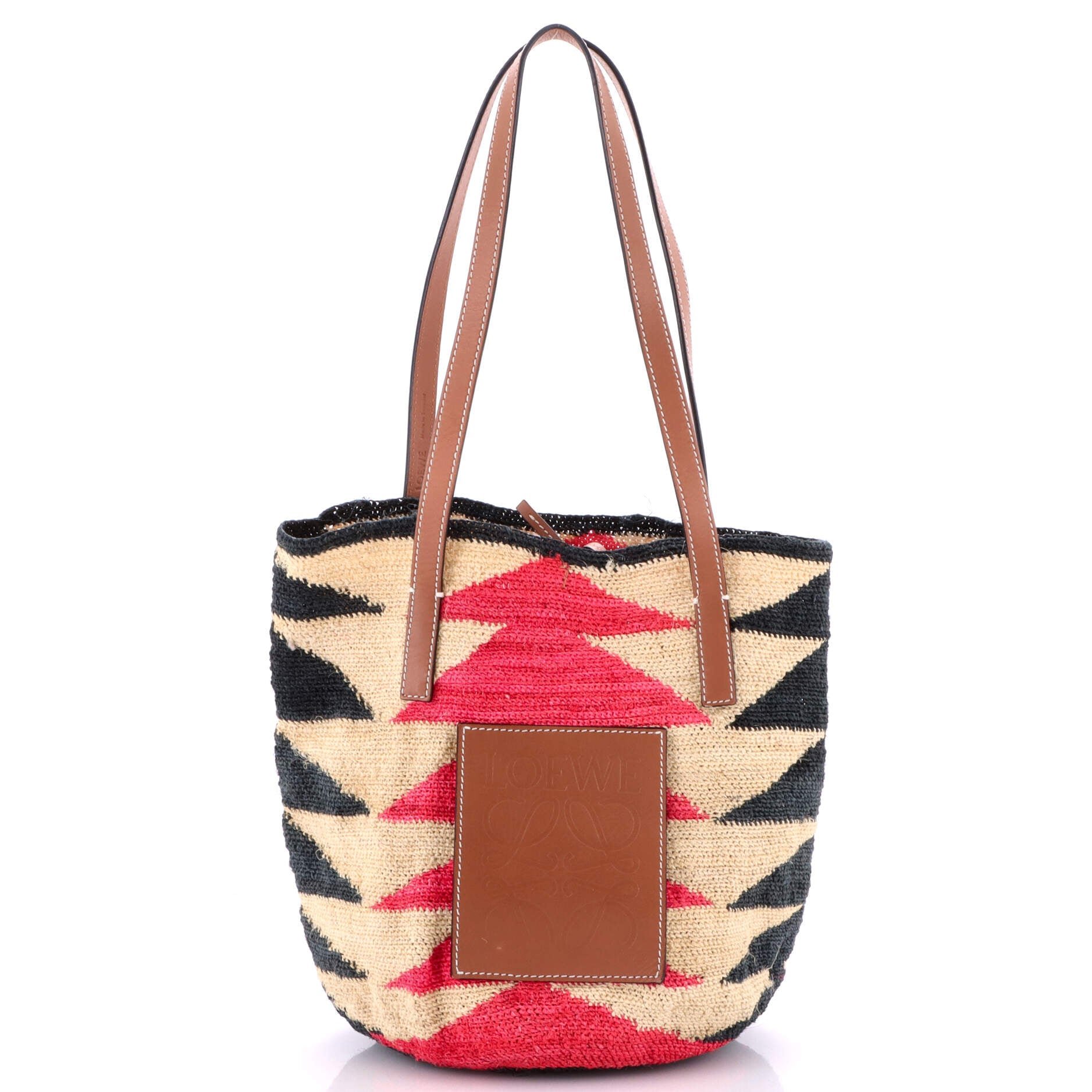 Loewe Paula&#39;s Ibiza Basket Tote Raffia with Leather Small