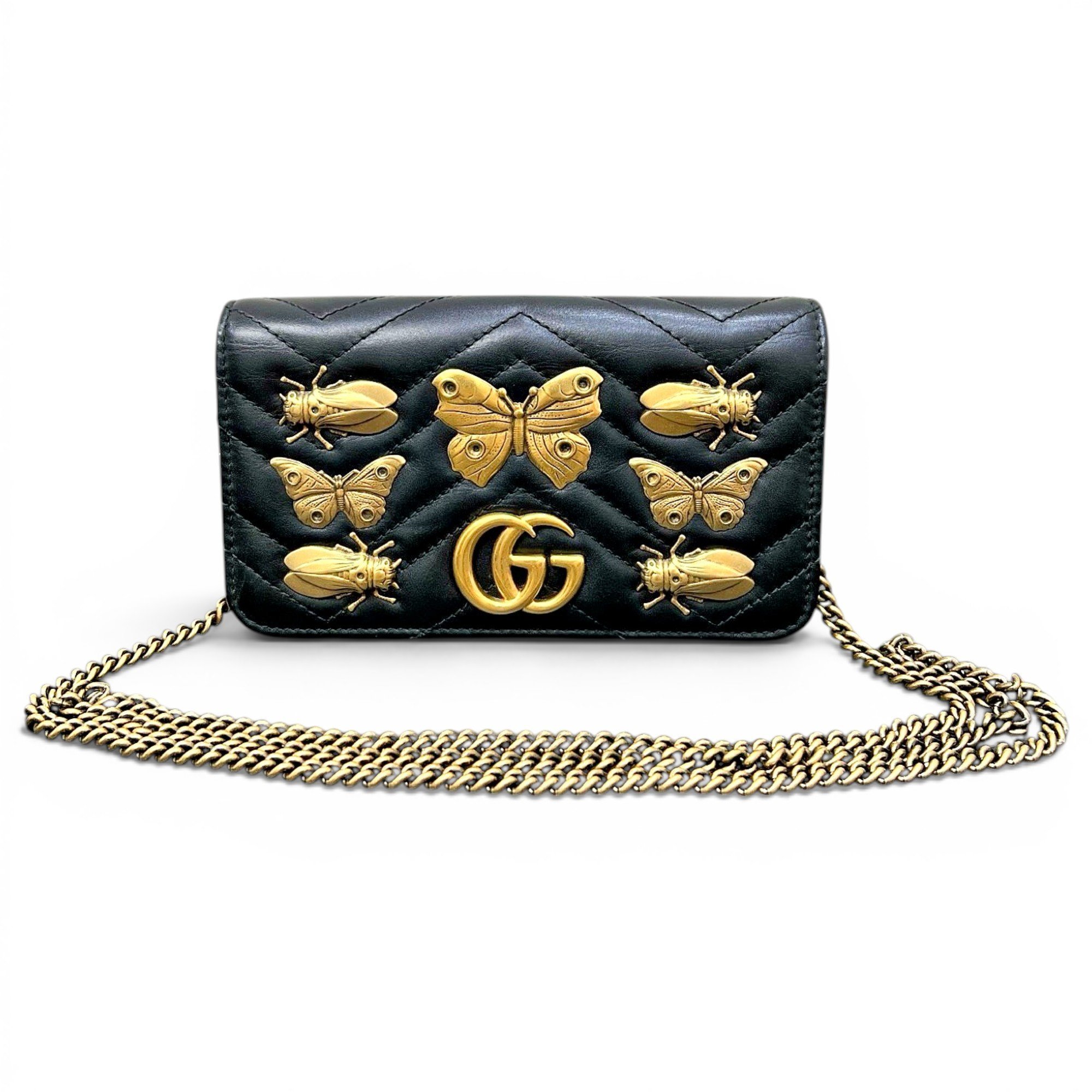 GG Marmont Chain Wallet Strass leather mini bag