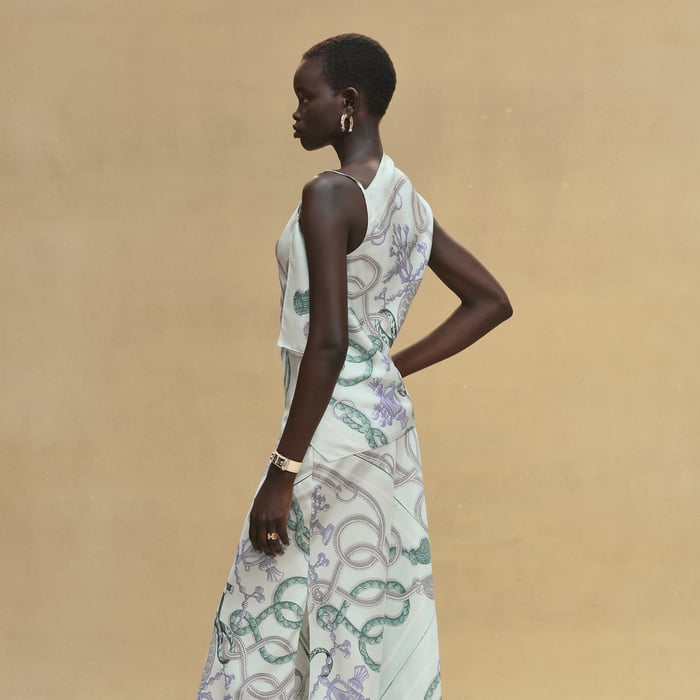 Vert Embrun "Palefroi Remix" Draped Asymmetric Sleeveless Blouse