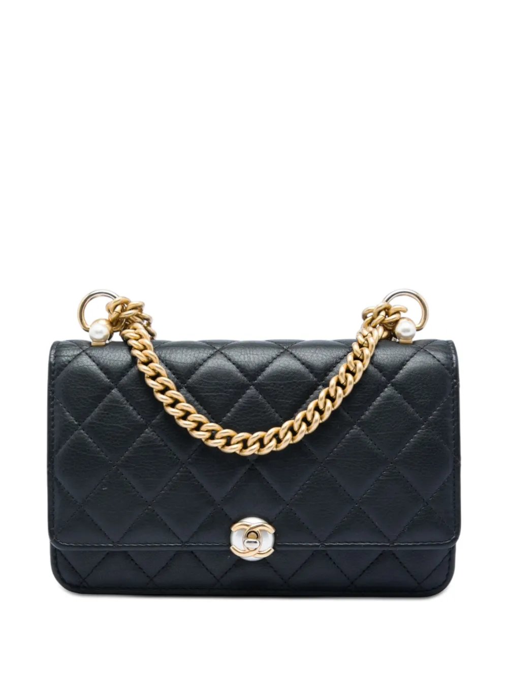 2019 CC Quilted Lambskin Pearl Wallet on Chain crossbody bag