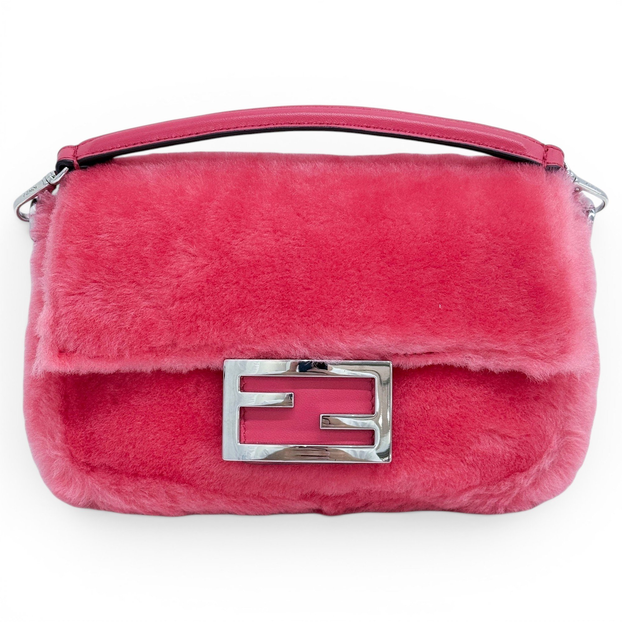 Baguette faux fur mini bag
