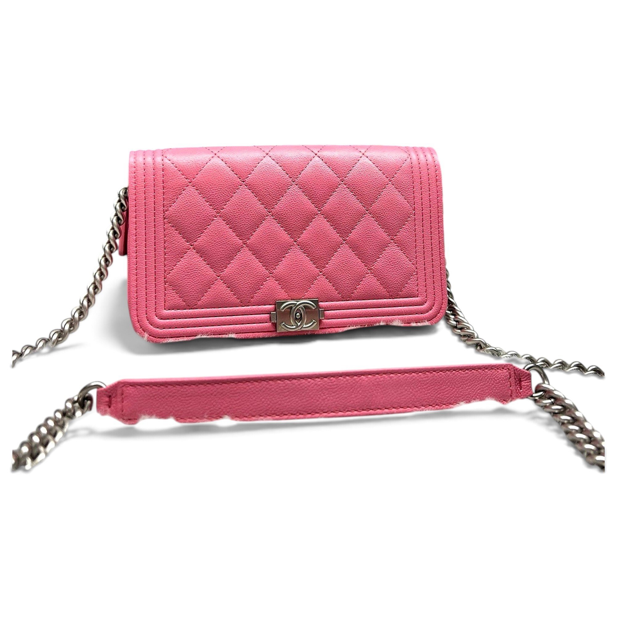 Wallet On Chain Boy Half Flap leather crossbody bag