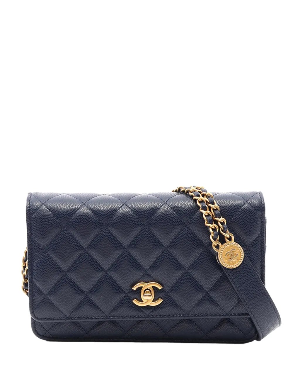 2021-2026 CC Quilted Caviar Coin Wallet on Chain crossbody bag