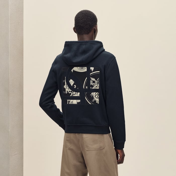Marine "Ex-libris" Zipped Hooded Sweater