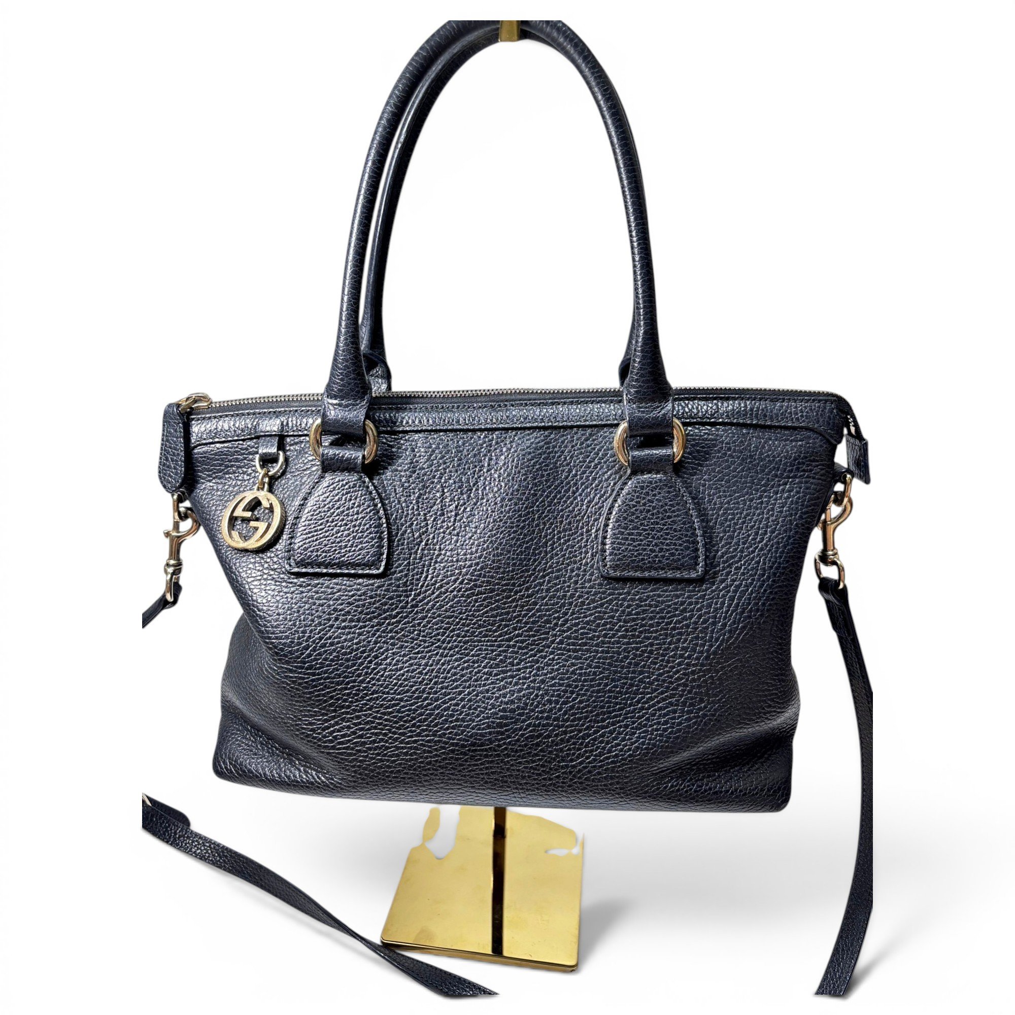 Interlocking leather handbag