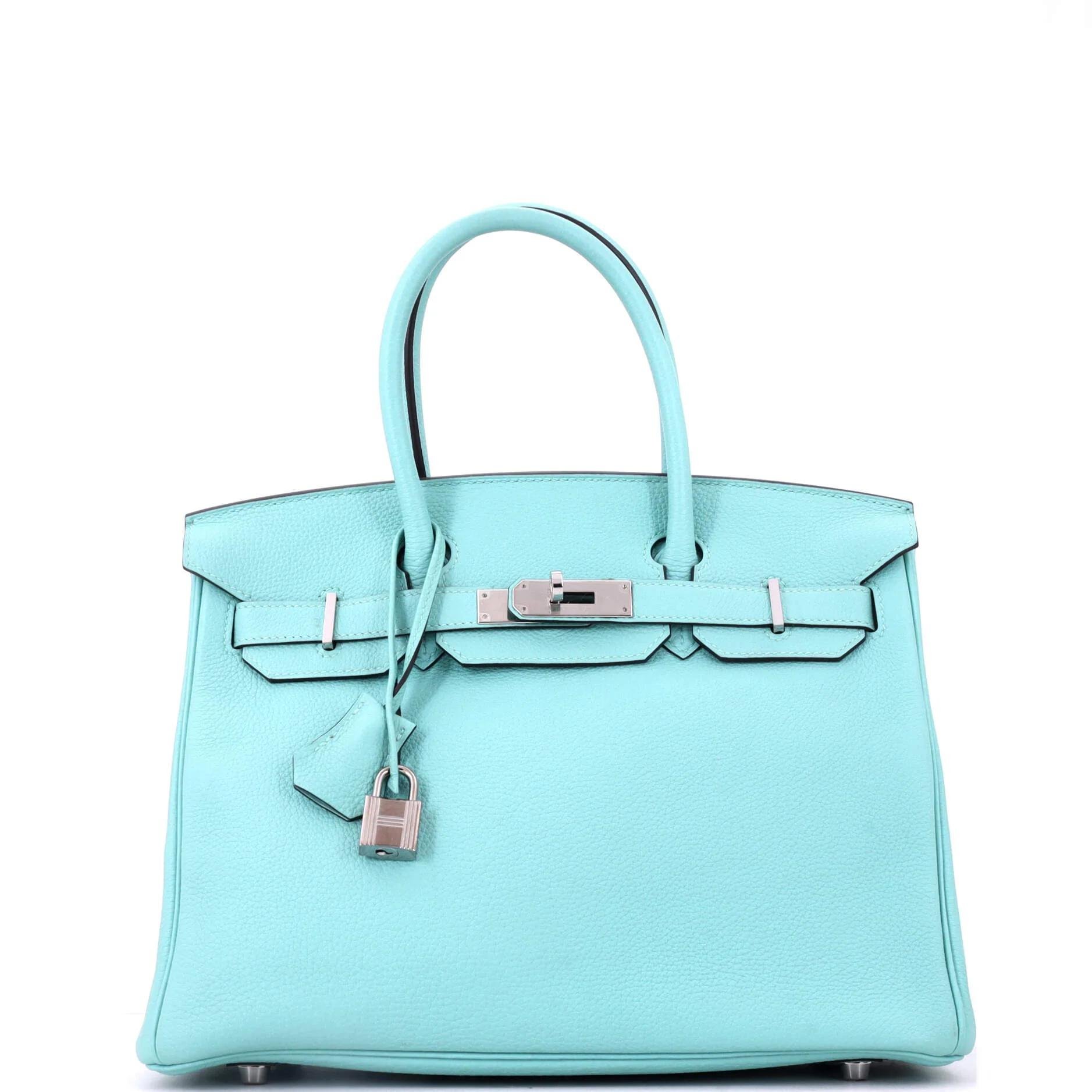 Hermes Birkin 30 Handbag Bleu Atoll Togo Leather 2015