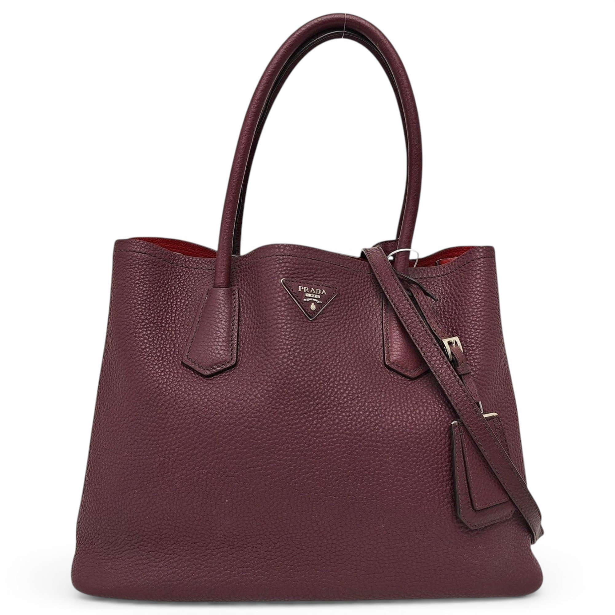 Double leather handbag