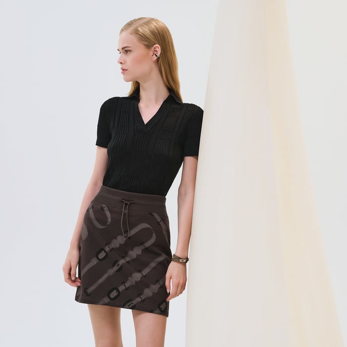 Marron Fusain "Coaching Remix" Miniskirt