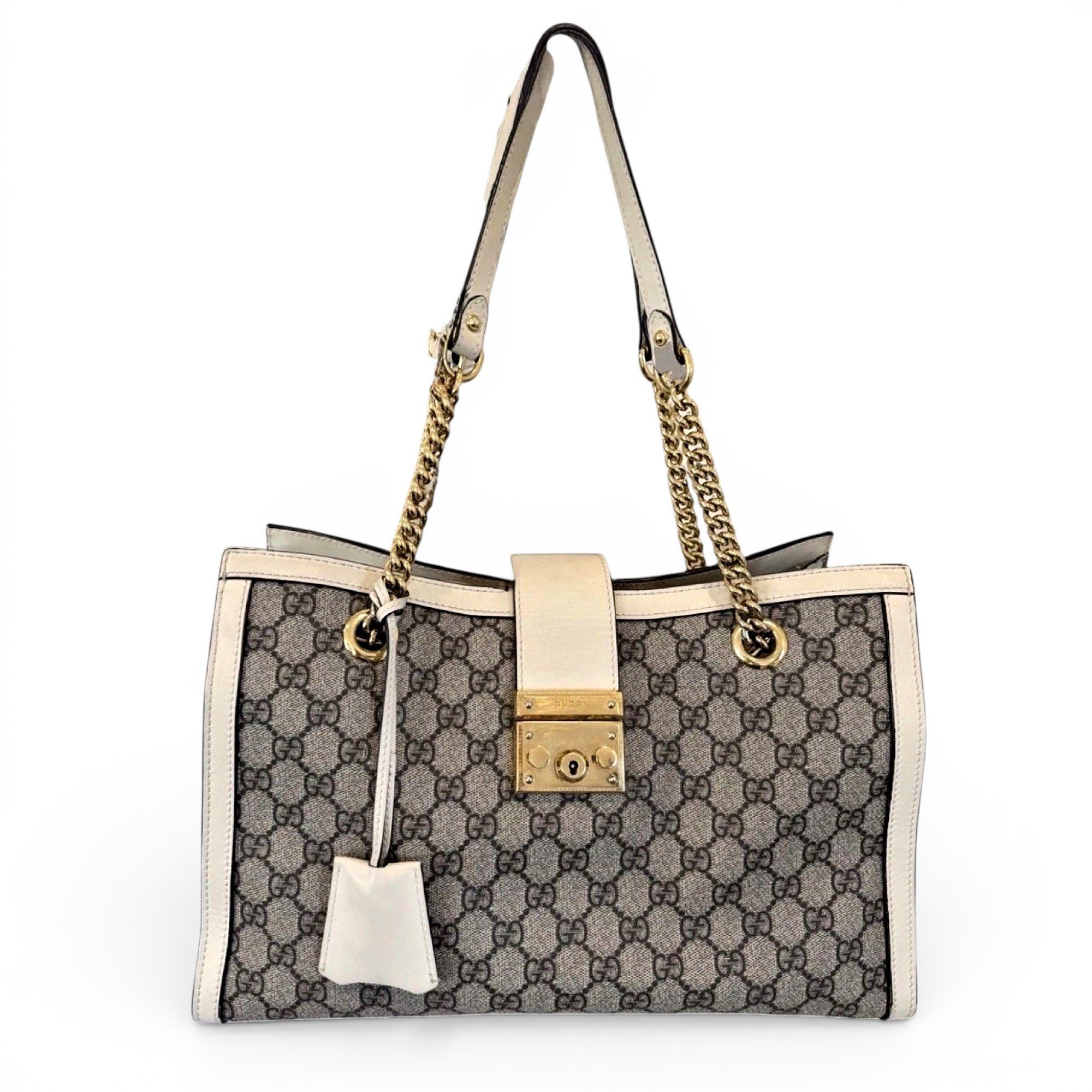 Padlock leather tote