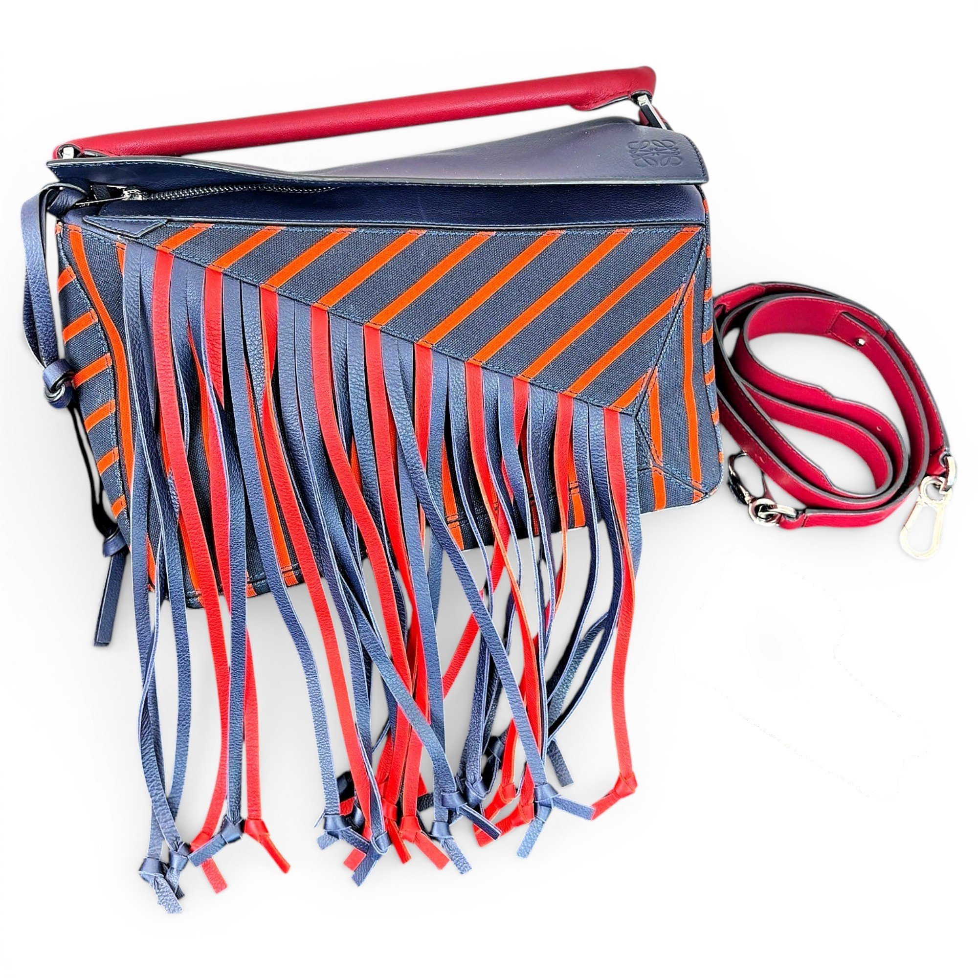Puzzle leather handbag