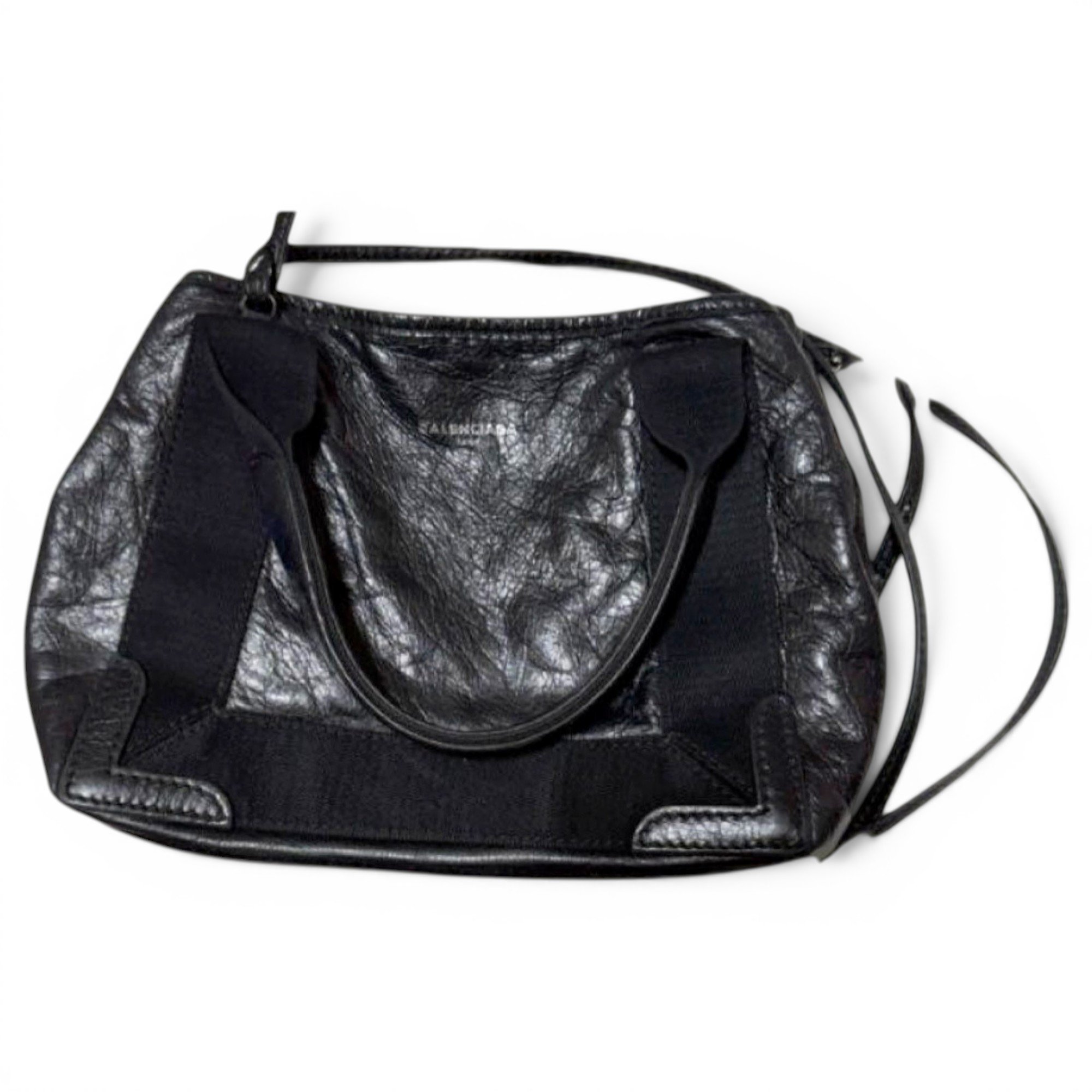 Navy cabas leather tote