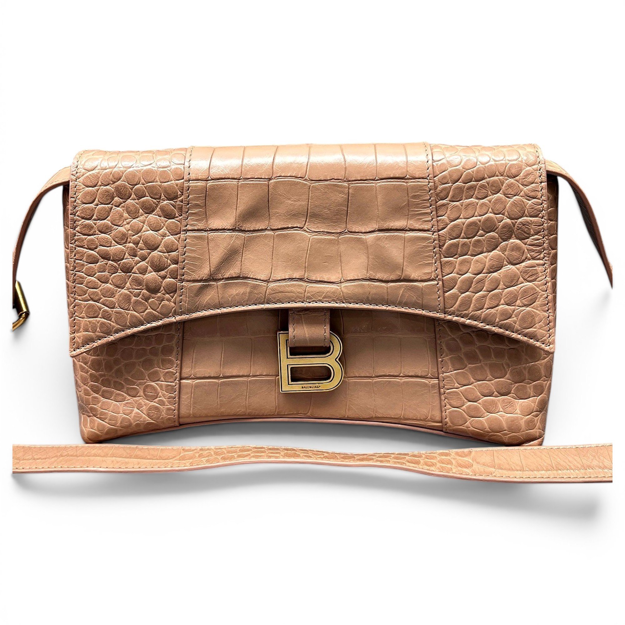 Hourglass leather handbag