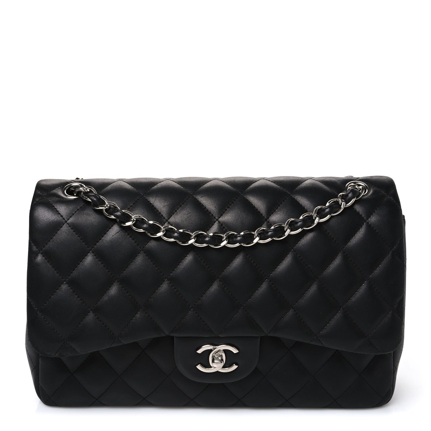 Chanel Lambskin Quilted Jumbo Double Flap Black
