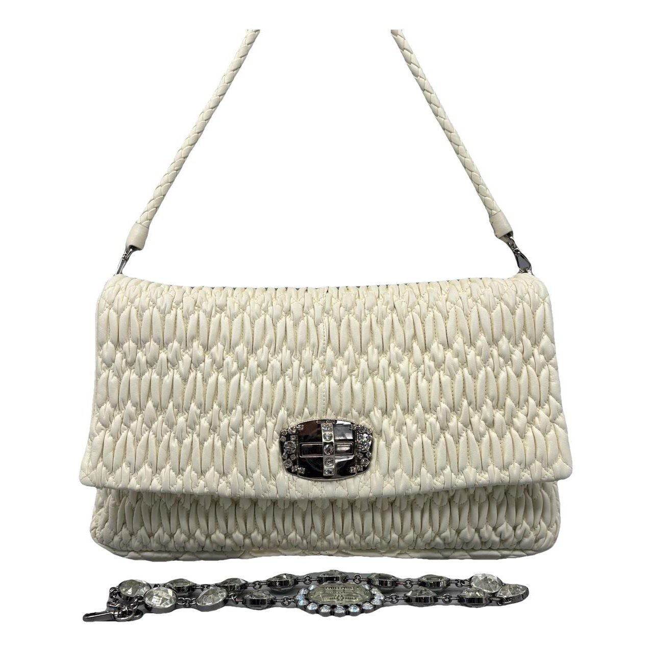 Miu Crystal leather handbag