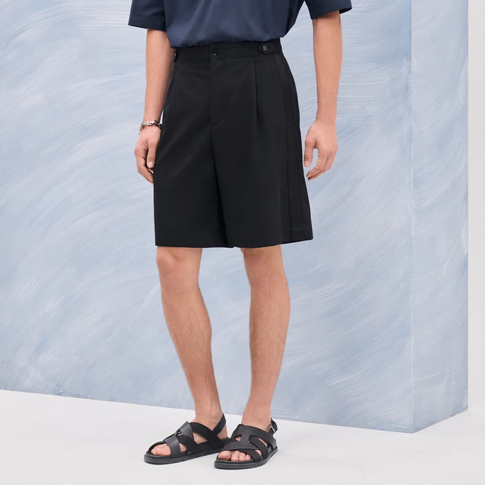 Noir "Pique Plie Satin" Malibu Shorts