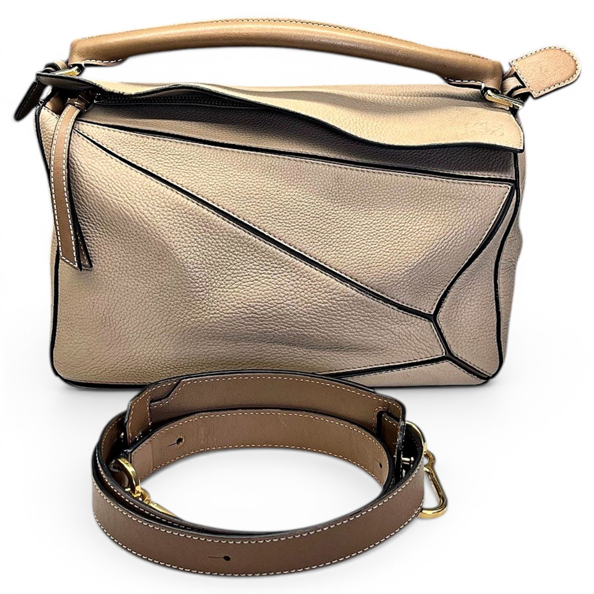 Puzzle leather handbag