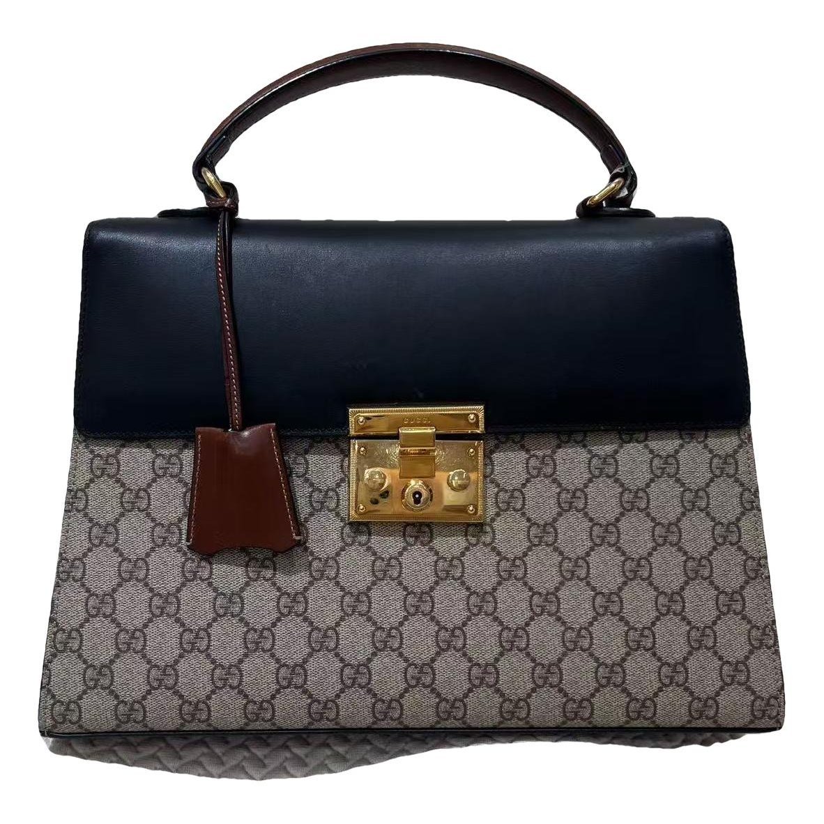 Padlock leather handbag