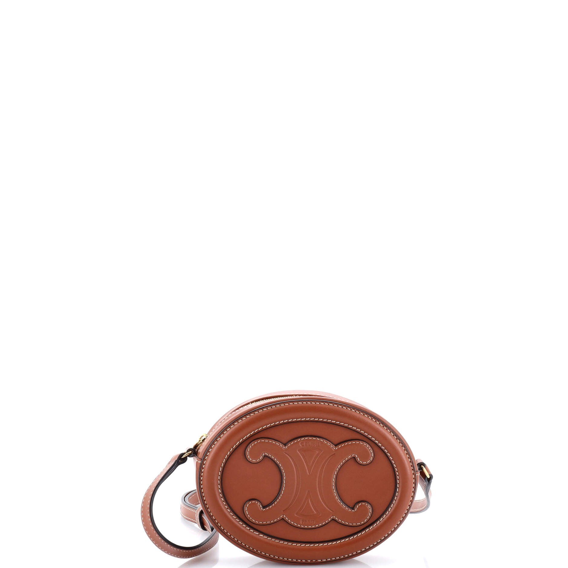 Triomphe Oval Crossbody Bag Leather Mini