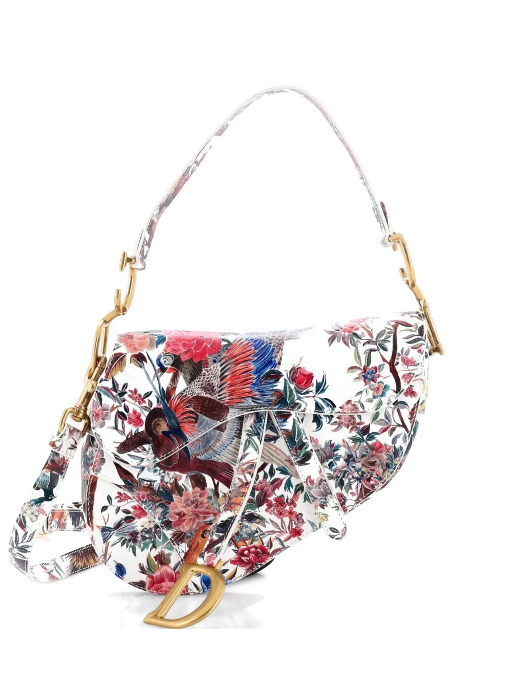 Saddle Handbag with Strap Printed Leather Medium shoulder bag