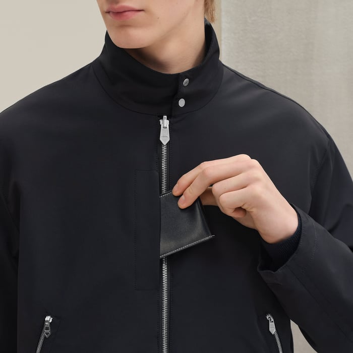 Marine "Rayures De Laine Et Papier" Reversible Straight Cut Jacket