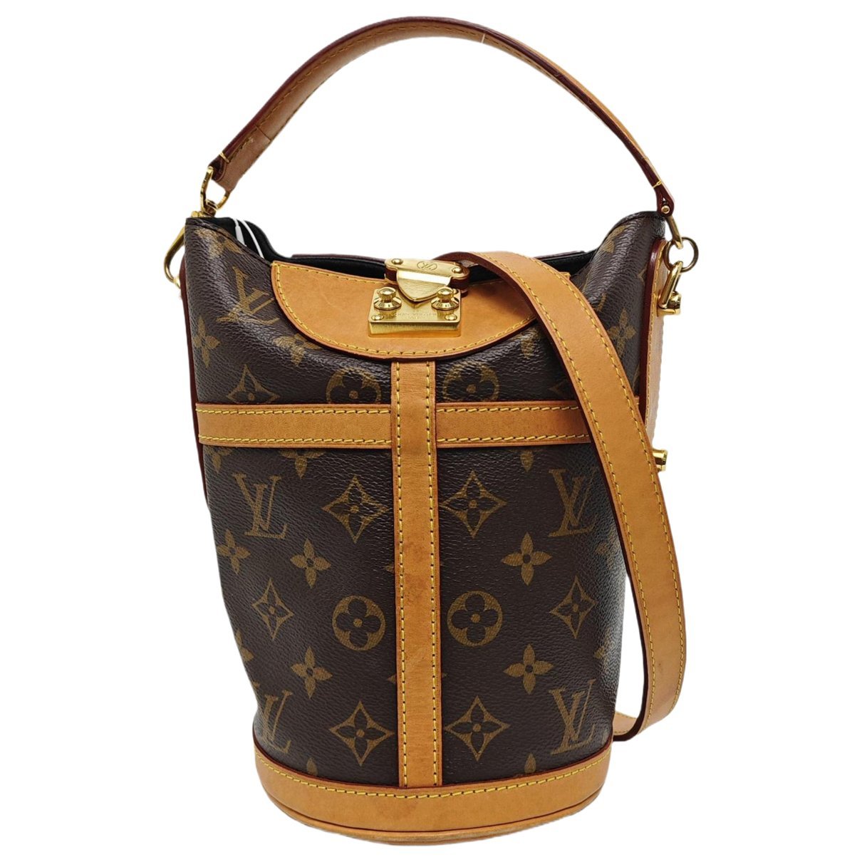 Duffle leather handbag