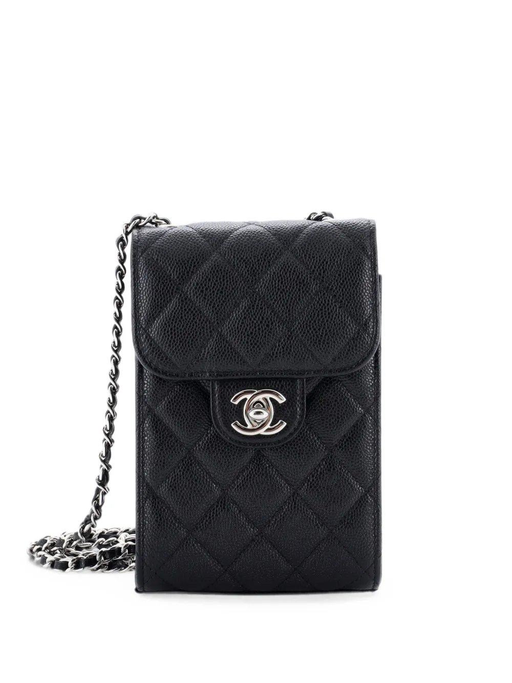 CC Flap Phone Holder Crossbody Bag Quilted Caviar clutch bag