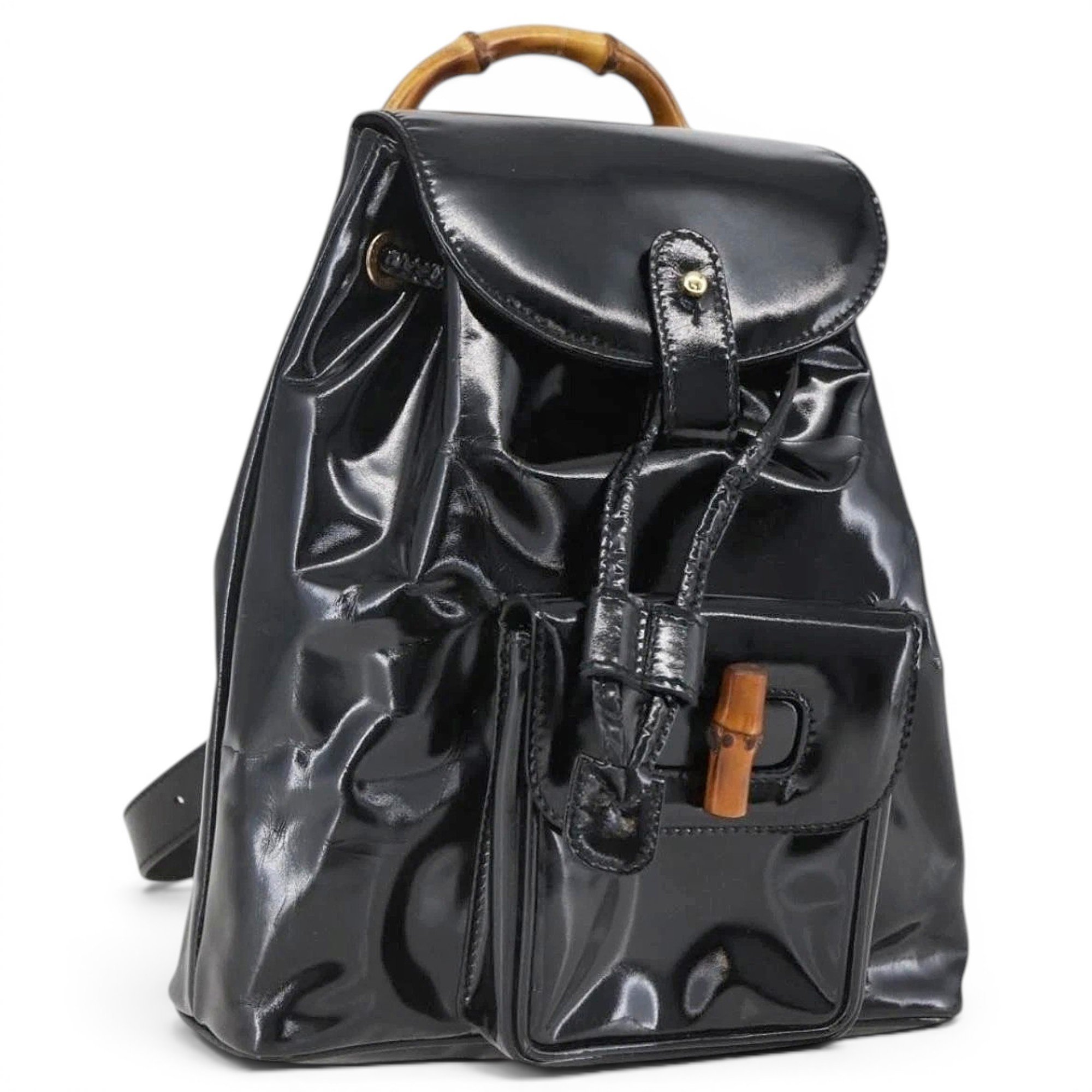 Patent leather backpack