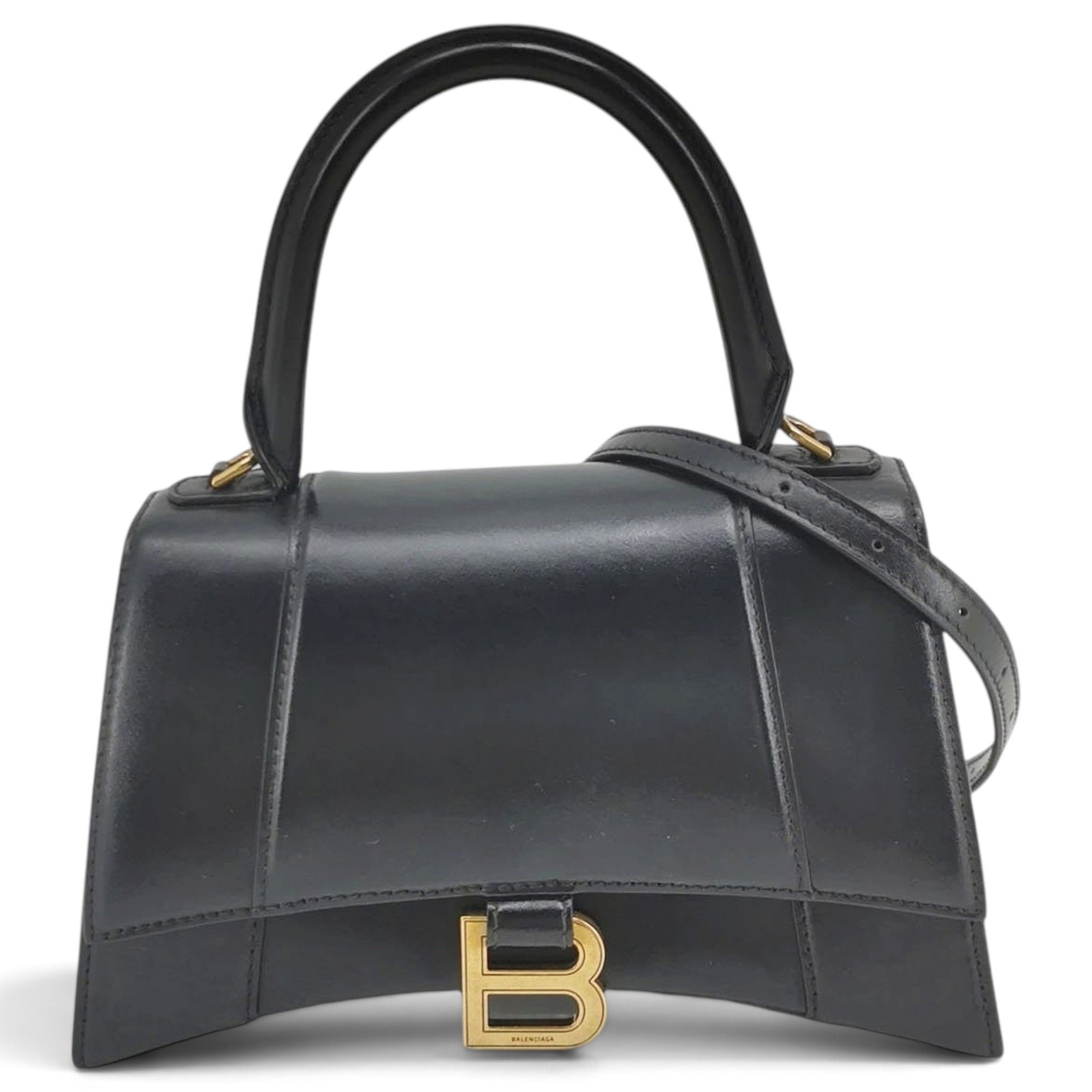 Hourglass leather handbag