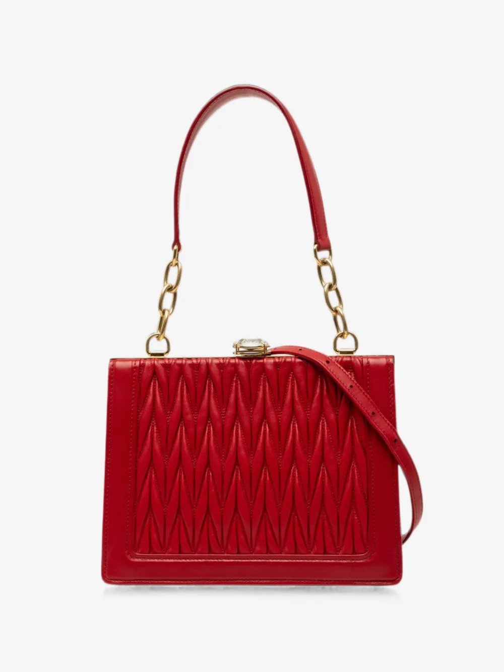 2010-2026 Matelasse Lambskin Kiss Lock Solitaire satchel