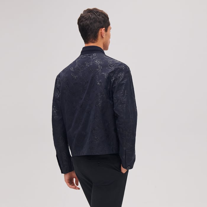 Marine "Fleurs Technique" Rib-trim Jacket