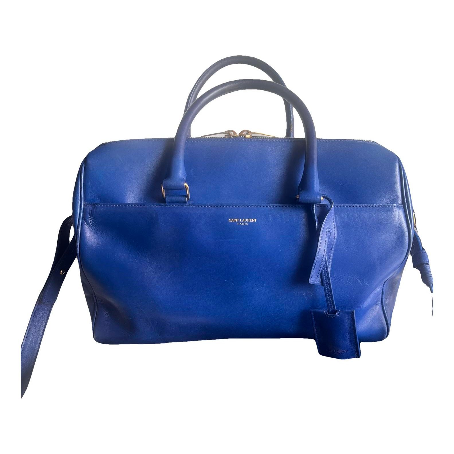Duffle leather handbag
