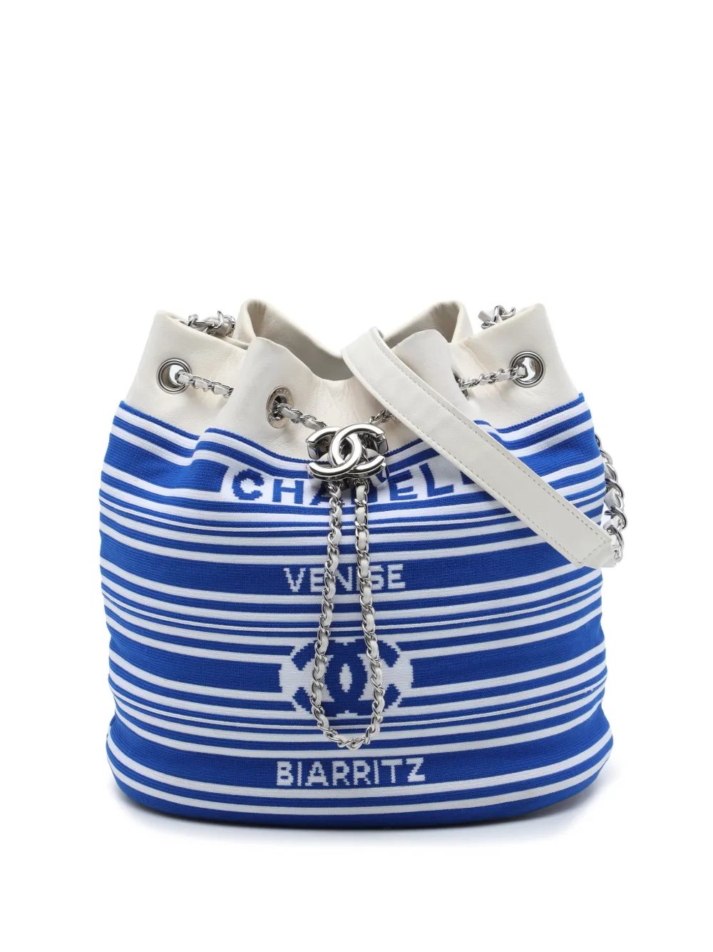 2019 Venise Biarritz Mixed Fibers and Lambskin Drawstring bucket bag