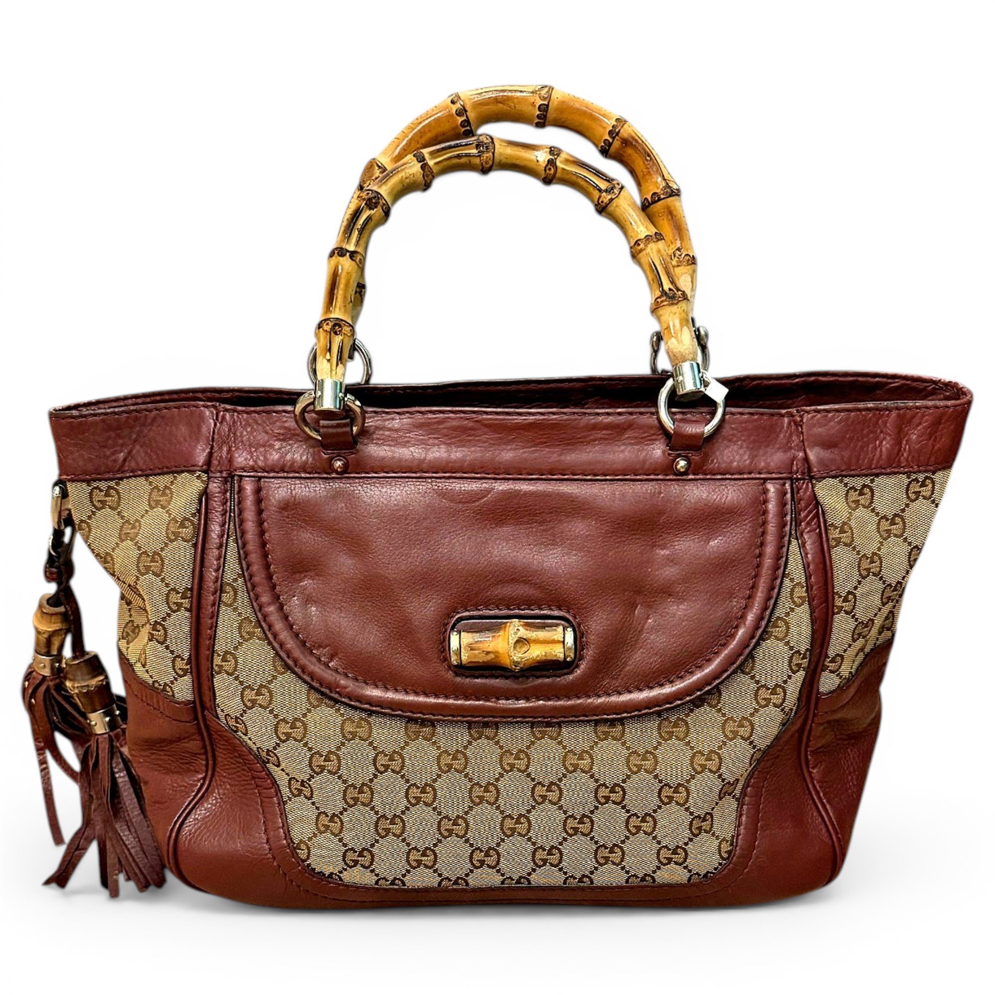 Bamboo Convertible Satchel leather tote