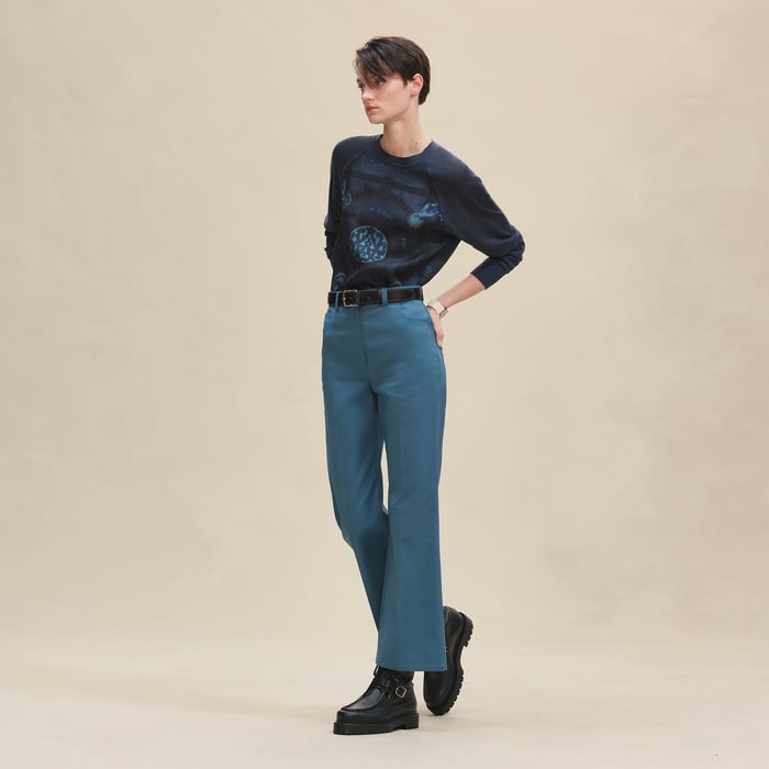 Bleu Encre "Coloriages De Jour" Long-sleeve Twillaine Sweater